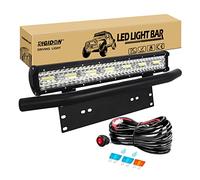RIGIDON 8D 50 cm 20 pouces 420W led light barre avec faisceau de câblage kit et support de plaque d'immatriculation, 12V 24V barre d'éclairage led pour offroad véhicules voiture camions SUV 4x4