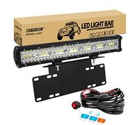 RIGIDON 8D 50 cm 20 pouces 420W led light barre avec Faisceau de Câblage kit et support de plaque d'immatriculation, Triple rangée 12V 24V led barre lumineuse pour offroad Voiture camions SUV 4x4