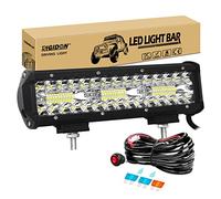 RIGIDON 9 pouces 23 cm 180W barre de led 4x4 avec 12V faisceau câblage kit | étanche, 6000K blanc, barre lumineuse led, éclairage, pour offroad véhicules voiture tracteur camions ATV 4x4, auxiliaire