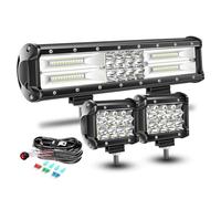 RIGIDON Barre de led 4x4 avec 12V faisceau de câblage kit, 30cm 12" 180W etanche barre lumineuse led, 2pcs 10cm 36W feu de travail led pour tracteur véhicules voiture camion bateau hors route
