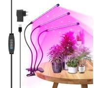 RIGIDON Lampe Plante Interieur avec Clip, 3 Têtes 60 leds Grow Light, 460nm-470nm 620nm-630nm Lampe de Culture Led Horticole, ON/OFF Automatique, 3 Modes pour Hydroponie, Serre Culture, Semis