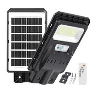 RIGIDON lampe solaire exterieur, lampadaire projecteur, 96 led 5000mAH | IP66 étanche, 6000K blanc, PIR, détecteur de mouvement, IR télécommande, spot lumière, pour rue, garage, parking, jardin