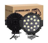 RIGIDON Lot de 2 projecteurs de travail LED, 18 cm, 51 W, rond, 12 V, pour voiture, ATV, SUV, tracteur, camion, 4 x 4, 6000 K, blanc, antibrouillard, noir