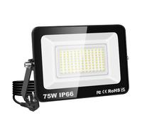 RIGIDON Projecteur Led Extérieur Avec Prise, 1x 75W 7500LM IP66 étanche Éclairage de Sécurité, Spot Led Lampe pour Patio Garage Terrasse Jardin Chantier Muraux Atelier, 6000K Blanc Froid Luminaires