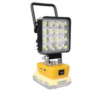 RIGIDON projecteur led rechargeable lampe pour Dewalt batterie 18V, 48W | 4800lm, sans batterie, portable phare de travail led, sans fil, pour chantier, garage, camping, randonnée, pêche, urgence