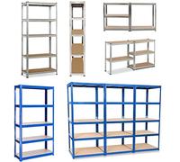 Rigogo étagères Basic, Étagère pour Charges Lourdes, étagère emboîtable métal étagère pour Garage, entrepôt, Atelier, Capacité 875 kg, 200 x 100 x 50 cm, Galvanisé