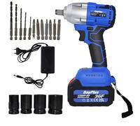 Rigogo Visseuse à chocs sans balais avec 1 batterie 6,0 Ah, tournevis à chocs rotatif, 420 Nm 18 V, visseuse à percussion sans fil avec kit de clés à douille et sac de transport