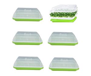 Rigute 6 Pièces Plateau de Germination,Germoir avec Couvercle,Bac à Semis, Plateau Semis, Plateau de Propagateur de Graines,pour la Plantation Germes Soja et Germes Haricot Mungo