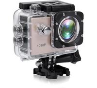 RigWig Caméra d'action, caméra de sport Full HD 1080p, étanche à 30 m, caméra de vélo anti-secousses, kit d'accessoires de montage pour plongée/vélo/escalade/natation (doré)