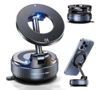 RigWig K007 Support de téléphone magnétique de voiture pour smartphones, support pliable à 360° réglable avec ventouse pour tableau de bord et pare-brise, format de poche pour iPhone 16 15 14 13 12