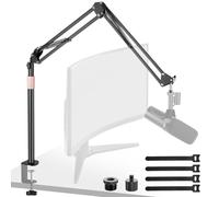 Rigych Bras de microphone réglable en hauteur avec barre extensible, bras de support de microphone de qualité supérieure pour HyperX QuadCast, Shure SM7B, Blue Yeti, idéal pour les podcasts, le