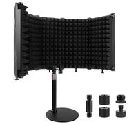 Rigych Lot de 5 boucliers d'isolation pliables pour microphone avec support de micro et filtre anti-pop, bouclier sonore pliable pour la plupart des microphones à condensateur