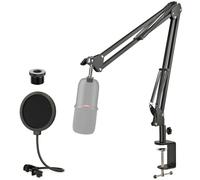 Rigych SoloCast Bras de micro avec filtre anti-pop, bras de perche de microphone réglable avec pince de fixation de table de bureau pour microphone à condensateur HyperX SoloCast