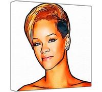 Rihanna - Pop Art Impression sur toile (Multicolore, fond blanc) 30 x 30 x 2,5 cm