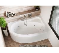 RIHO Aryl Baignoires d'angle, version gauche, avec système Flow, à encastrer, 2 places, blanc, B022006005, Exécution: 153,5x100,5x47cm, volume utile : 150 litres
