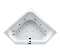 RIHO Austin Baignoire dangle, avec systÚme Bliss, 2 places, 145x145x48cm, 270 litres, blanche, B0050, Exécution: Version droite - B005010005