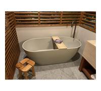 Riho Bilbao baignoire îlot - 170 x 80 cm - surface solide - avec siège - avec coussin - mat Pebble Grey (beige) SW956601/SW49613/SW49609