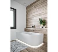 Riho Desire baignoire d'angle - 170x77cm - Pose en angle gauche - avec plinthe LED - avec remplissage de baignoire chromé - acrylique blanc velours B156008105