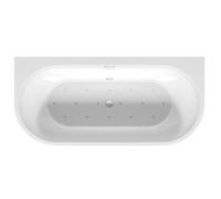 Riho Desire Baignoire semi-autoportante - 180x84cm - Installation centrale - avec plinthe LED - Sparkle - avec remplisseur de baignoire chromé - acrylique blanc velours B089014105