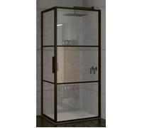 Riho Grid cabine de douche 100x100 cm rectangulaire noir mat/verre à motif G004015121