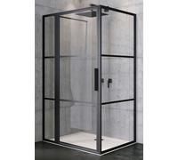 Riho Grid cabine de douche 130x90 cm rectangulaire noir mat/verre à motif G004023121