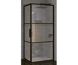 Riho Grid cabine de douche 80x80 cm carrée noir mat/verre à motif G004007121