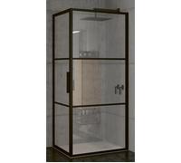 Riho Grid cabine de douche 90x80 cm rectangulaire noir mat/verre à motif G004008121