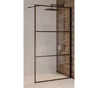 Riho Grid paroi de douche 100 cm noir mat/verre à motif G004026121