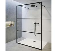 Riho Grid paroi de douche 100 cm noir mat/verre à motif G004031121