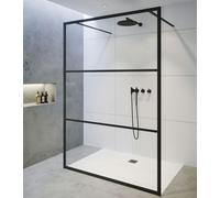 Riho Grid paroi de douche 90 cm noir mat/verre transparent G004029121