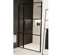 Riho Grid porte de douche 120 cm à ouverture basculante noir mat/verre à motif G004005121