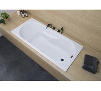 RIHO Lazy Baignoires rectangulaires, à encastrer, 1 place, bord étroit, blanc brillant, B081001005, Exécution: 180x80x47cm, trop-plein au centre