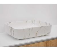 RIHO Livit Marble lavabo à poser, angulaire, 500x390x130mm, W031006M00, Couleur: Marbre blanc