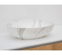 RIHO Livit Marble lavabo à poser, ovale, 520x395x130mm, W031004M00, Couleur: Marbre blanc