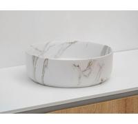 RIHO Livit Marble lavabo à poser, rond, 346x346x114mm, W031005M00, Couleur: Marbre blanc