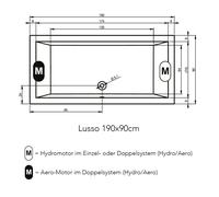 RIHO Lusso Easypool 3.1 Baignoire rectangulaire, commande tactile, Ã encastrer, 2 places, blanche, B03, ExÃ©cution: 190x90x47,5cm, volume utile : 290 litres - B037004005