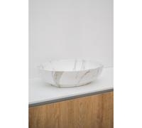 Riho Marmic Oval Vasque à poser 52x39.5x13cm Céramique Ovale aspect marbre blanc mat W031004M00