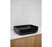 Riho Marmic Rectangle Vasque à poser 50x39x13cm Céramique Rectangulaire marbre noir mat W031006M01