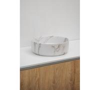 Riho Marmic Round Vasque à poser 34.6x34.6x11.4cm Céramique ronde marbre blanc mat W031005M00