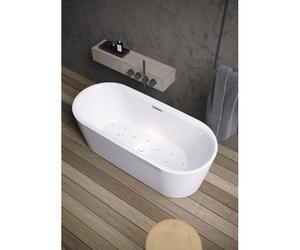Riho Modesty baignoire autoportante - 170x76cm - Sparkle - avec remplissage de baignoire chromé - acrylique blanc brillant B090006005