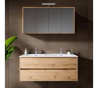 RIHO Porto Meuble avec plan vasque et armoire de toilette, F014012DP6+W018010005+F014030DP6+204927,