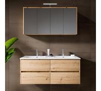 RIHO Porto Meuble avec plan vasque Wave et armoire de toilette, F014011DP6+W018010005+F014030DP6+204927,