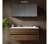 RIHO Porto Meuble avec plan vasque Wave et armoire de toilette, F014012DP7+W018010005+F014030DP7+204927,
