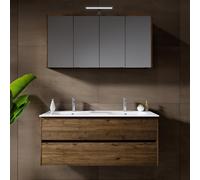 RIHO Porto Meuble avec plan vasque Wave et armoire de toilette, F014012DP7+W018011005+F014030DP7+204927,