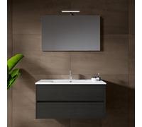 RIHO Porto Meuble avec vasque Square et miroir, F014009DP5+W018008005+F014016ALU+204927,