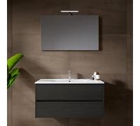 RIHO Porto Meuble avec vasque Square et miroir, F014009DP5+W018009005+F014016ALU+204927,