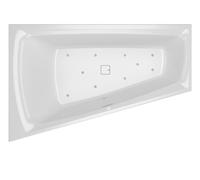 RIHO Still Smart baignoires d'angle, avec système d'air, à encastrer, 170x110x50cm, 240 Betteres, 2 places, blanc brillant, B101005005, Exécution: Version droite, oreiller+lumière à gauche