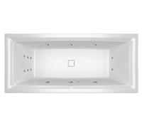 RIHO Still Square Baignoires rectangulaires, version droite, avec système flow, à encastrer, avec garniture de vidage et de trop-plein, 2 places, blanc, B099018005, Exécution: 180x80x50cm, sans oreill