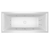 RIHO Still Square Baignoires rectangulaires, version gauche, avec système flow, à encastrer, avec garniture de vidage et de trop-plein, 2 places, blanc, B099023005, Exécution: 180x80x50cm, oreiller+lu