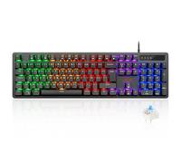 Rii Clavier Gamer AZERTY FR - USB - Clavier Filaire avec Éclairage LED | Compatible PC Gaming PS4 PS5 Mac | Noir